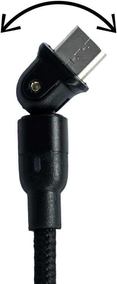 SYSTEM-S USB 2.0 snúra 1 m örtengi í 2.0 A tengil 180° horn í svörtu