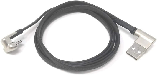 System-S USB 3.1 Type C snúra með skásettu málmtengi, flatt borði, 123 cm, svart