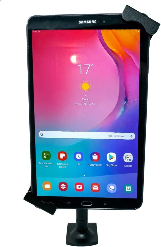 SYSTEM-S Tisch Halterung mit Schloss Befestigung in Schwarz für Tablet von 7" bis 10,5"