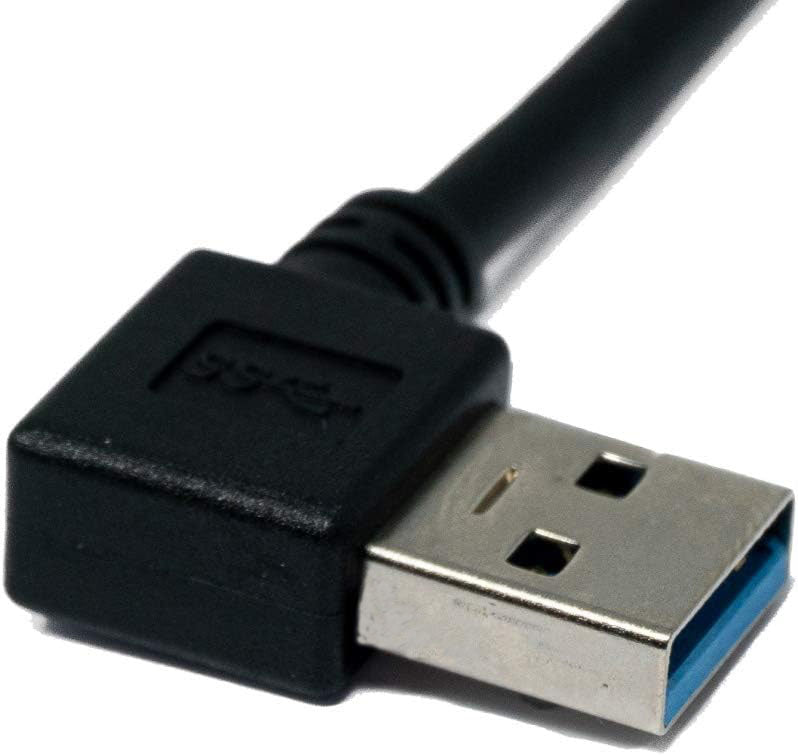 SYSTEM-S USB 3.1 snúra 1 m Tegund C karlkyns í 3.0 Tegund A karlkyns vinklaður (vinstri) í svörtu