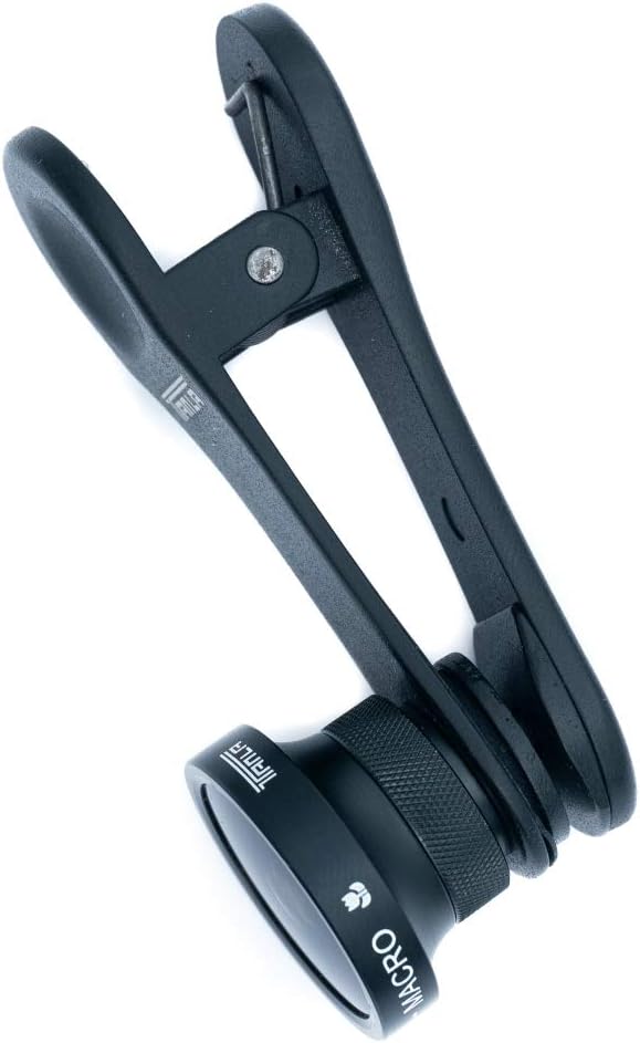 SYSTEM-S Weitwinkel und Makro Linse mit Clip und Schutztasche in Schwarz für Smartphone
