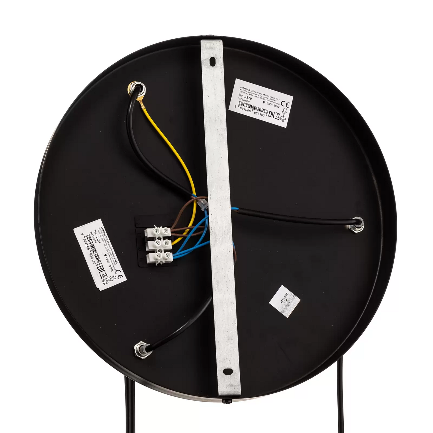 B-flokks Soho hengilampi, loftlampi, sívalur, kringlóttur, með þremur ljósum, svart/gull