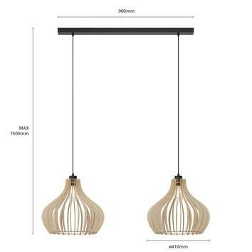 B-flokks Envostar Faje hengilampi, loftljós, birkikrossviður, 2 ljós