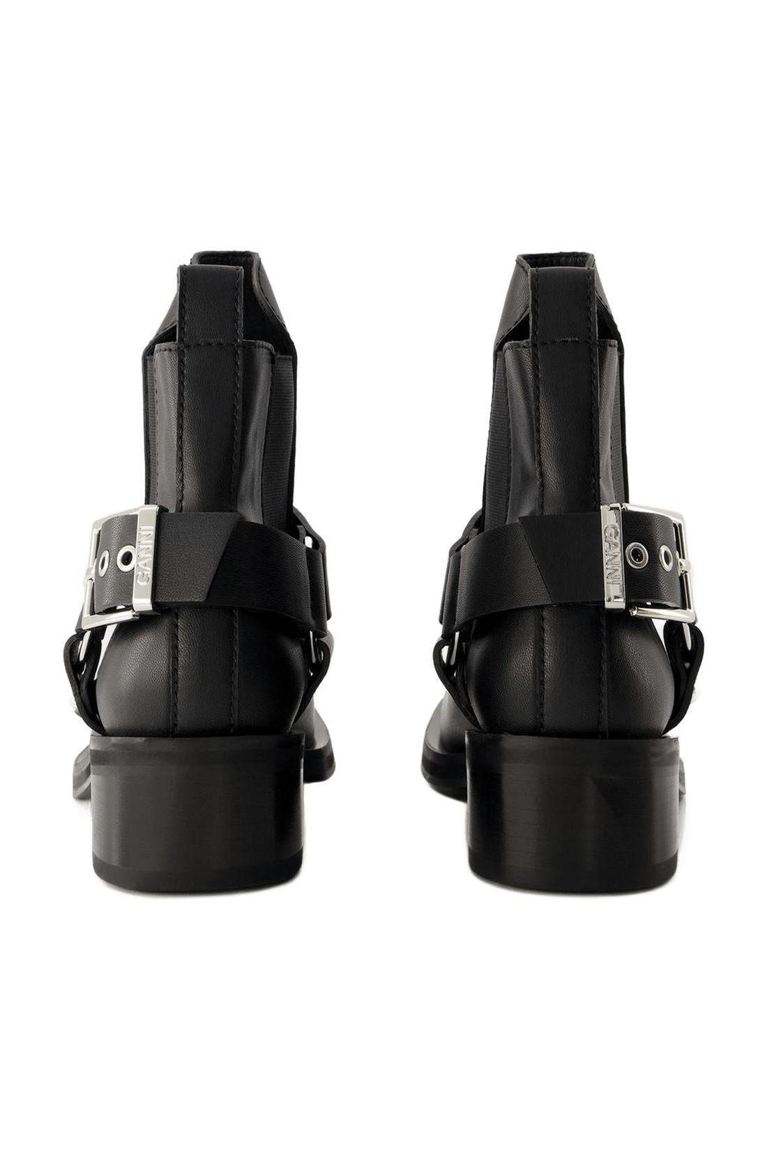 Biker Chelsea Ankle Boots - Ganni - Leder - Schwarz