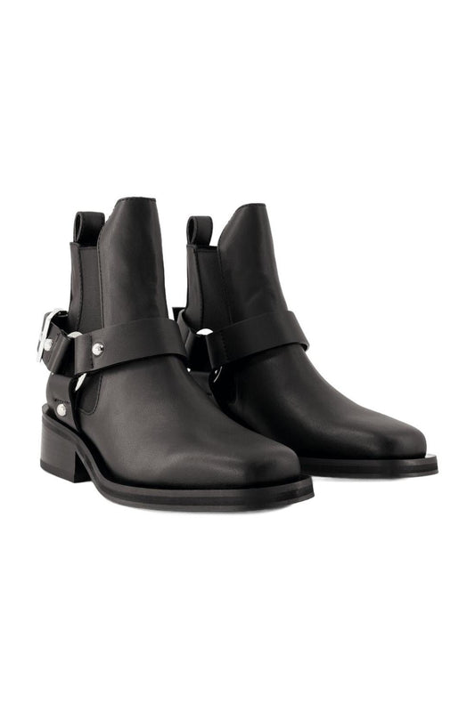 Biker Chelsea Ankle Boots - Ganni - Leder - Schwarz