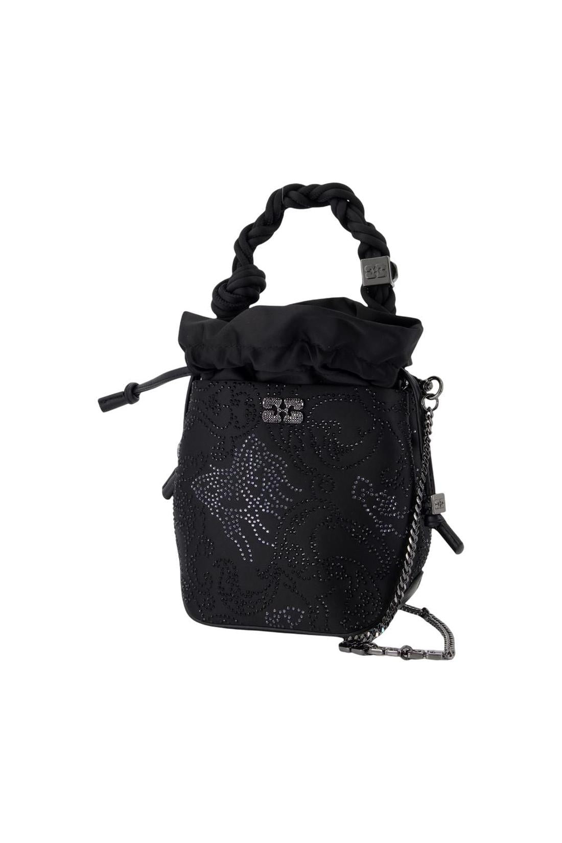 Bou Mini Flower Handtasche - Ganni - Satin - Schwarz