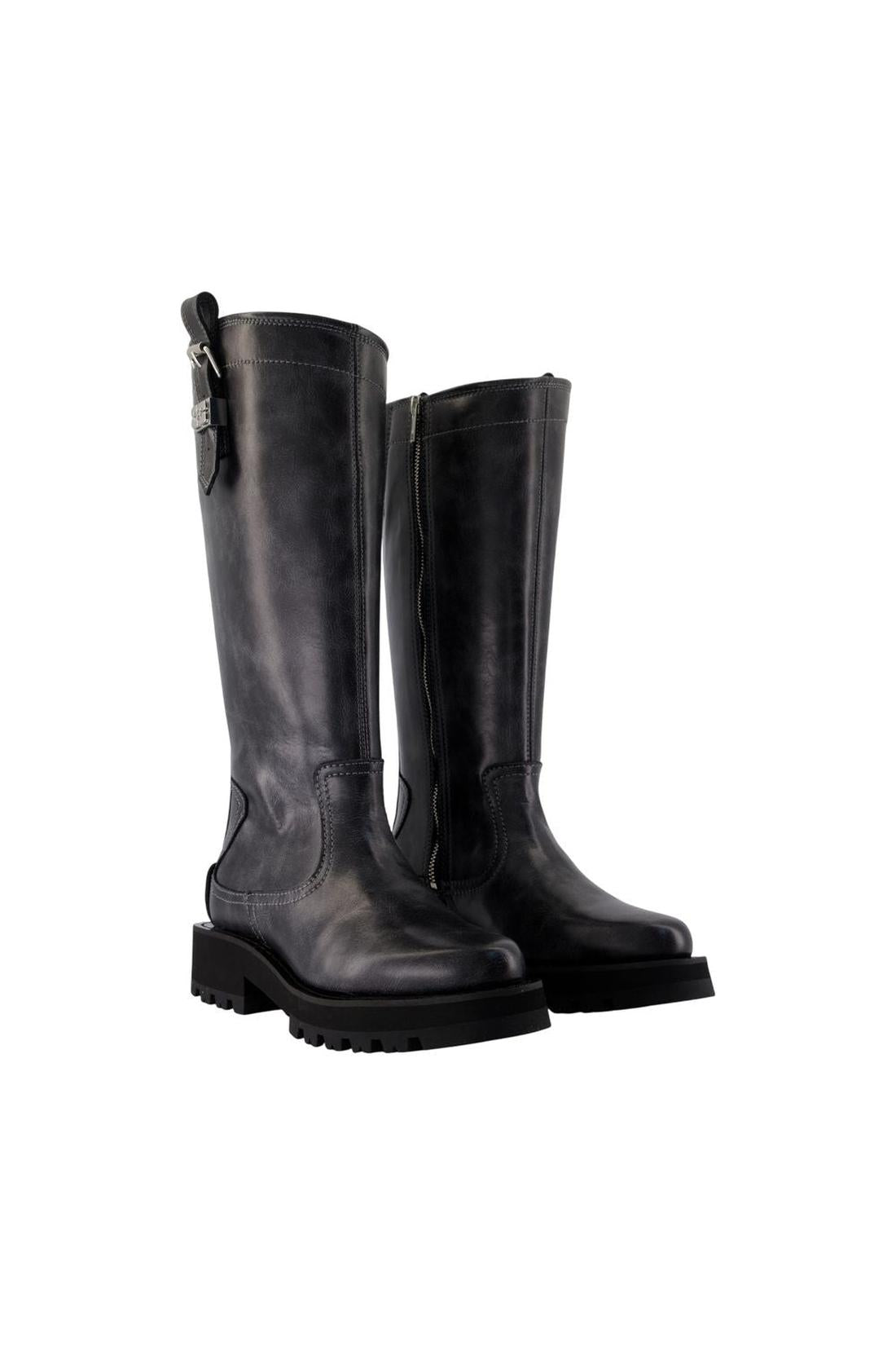 Vintage Studs Stiefel - Ganni - Leder - Grau