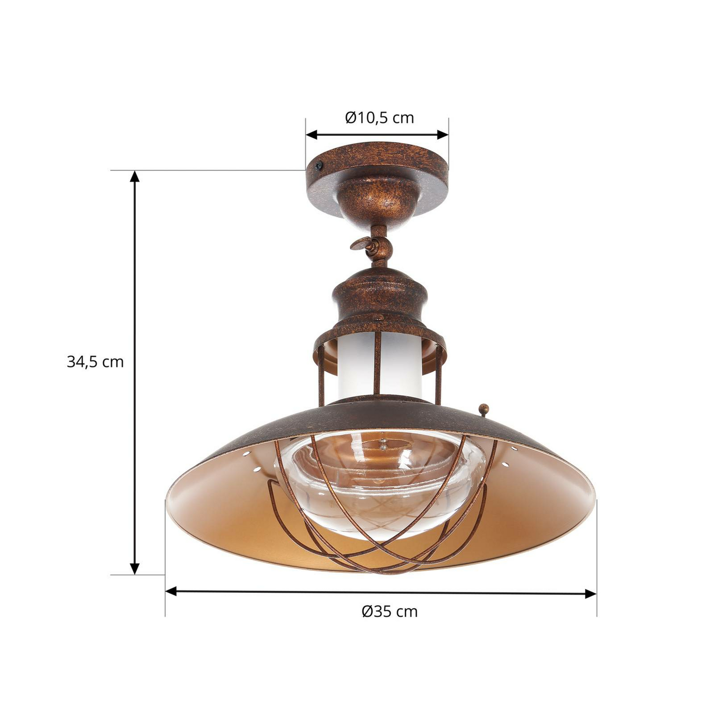 B-grade Lindby ceiling lamp Louisanne pendant lamp rustic rust brown 625