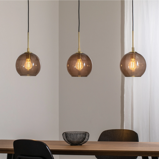 B-flokks Argon Dulce hengilampi, reykgrár/svartur, gler, 3 ljós