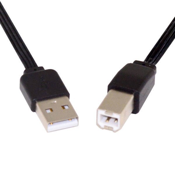 SYSTEM-S USB 2.0 snúra 13 cm karlkyns B í karlkyns A stutt flatt tengi í svörtu
