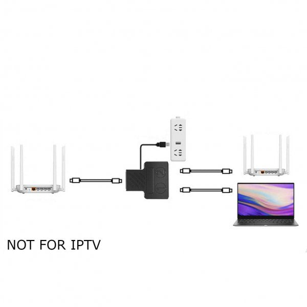 SYSTEM-S LAN Y millistykki 2x RJ45 kvenkyns í kvenkyns Ethernet skiptingartæki USB 3.0 snúra svart