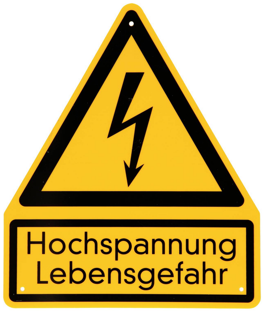 B-grade Ks Tools warning sign, high voltage, danger to life, safety sign, 4 pieces