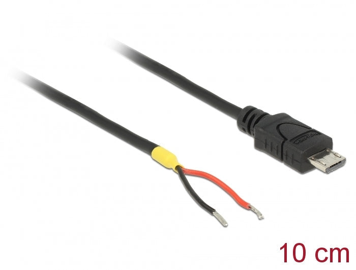 Delock 82697 10 cm USB 2.0 Micro-B karlkyns snúra í 2 x opna snúruenda aflgjafa 10 cm Raspberry Pi