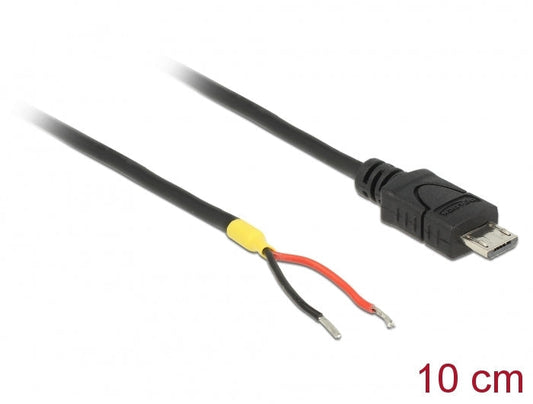 Delock 82697 10 cm USB 2.0 Micro-B karlkyns snúra í 2 x opna snúruenda aflgjafa 10 cm Raspberry Pi