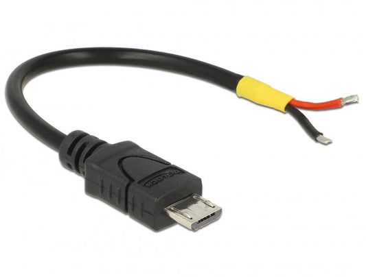 Delock 82697 10 cm USB 2.0 Micro-B karlkyns snúra í 2 x opna snúruenda aflgjafa 10 cm Raspberry Pi
