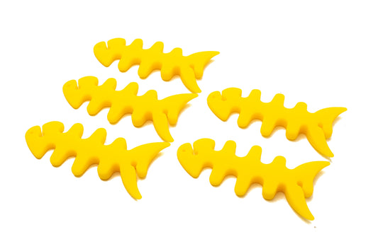 SYSTEM-S Set of 5 cable manager wrap cable winder fish shape silicone winder cable protector in yellow