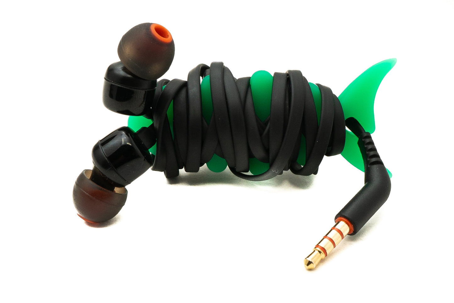 SYSTEM-S Set of 5 cable manager wrap cable winder fish shape silicone winder cable protector in green