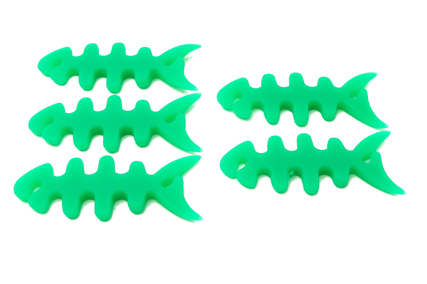 SYSTEM-S Set of 5 cable manager wrap cable winder fish shape silicone winder cable protector in green