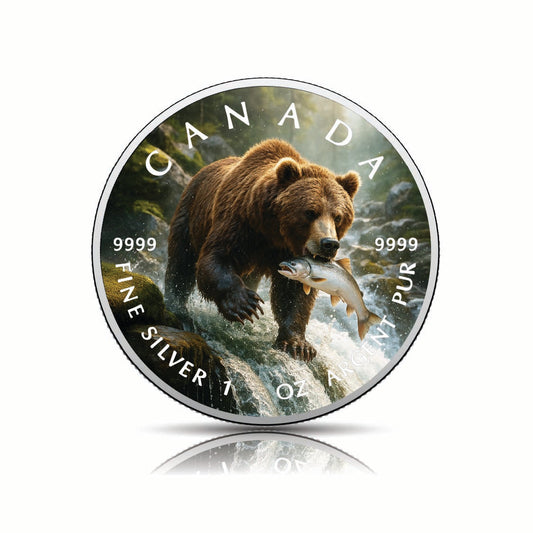 2025 Canada 1oz 9999 Silver BU Master of the River Hunt Colourized