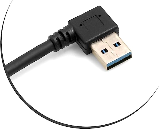 SYSTEM-S USB 3.1 Type C plug 90° angled to USB A 3.0 90° right angle plug cable data cable charging cable 30 cm