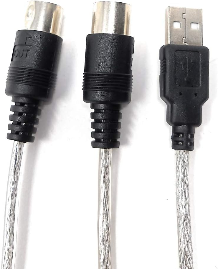 SYSTEM-S MIDI tengi SMA inn og út í USB 2.0 hljóðsnúra í gráu