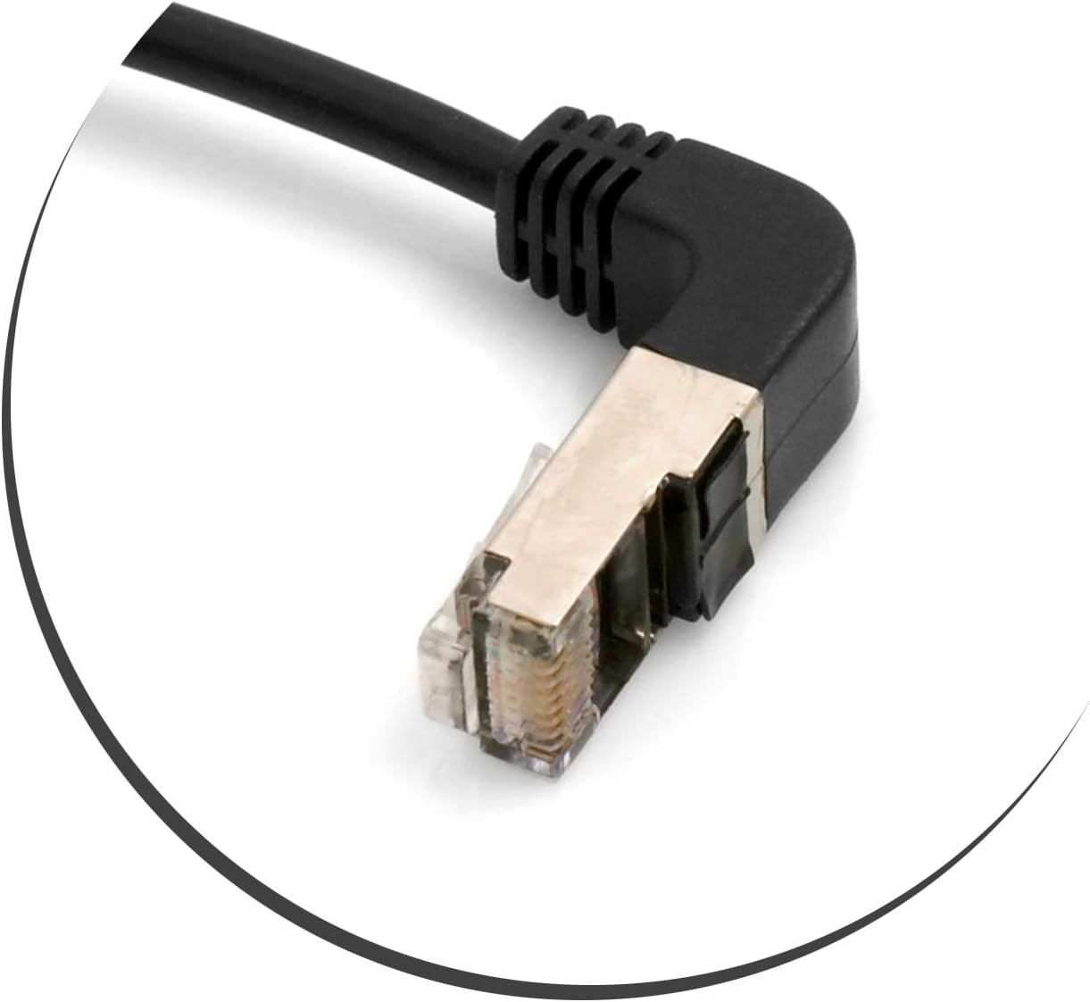 SYSTEM-S Ethernet netsnúra RJ45 í RJ45 upprétt horn 8P8C FTP STP UTP Cat 5e 45cm