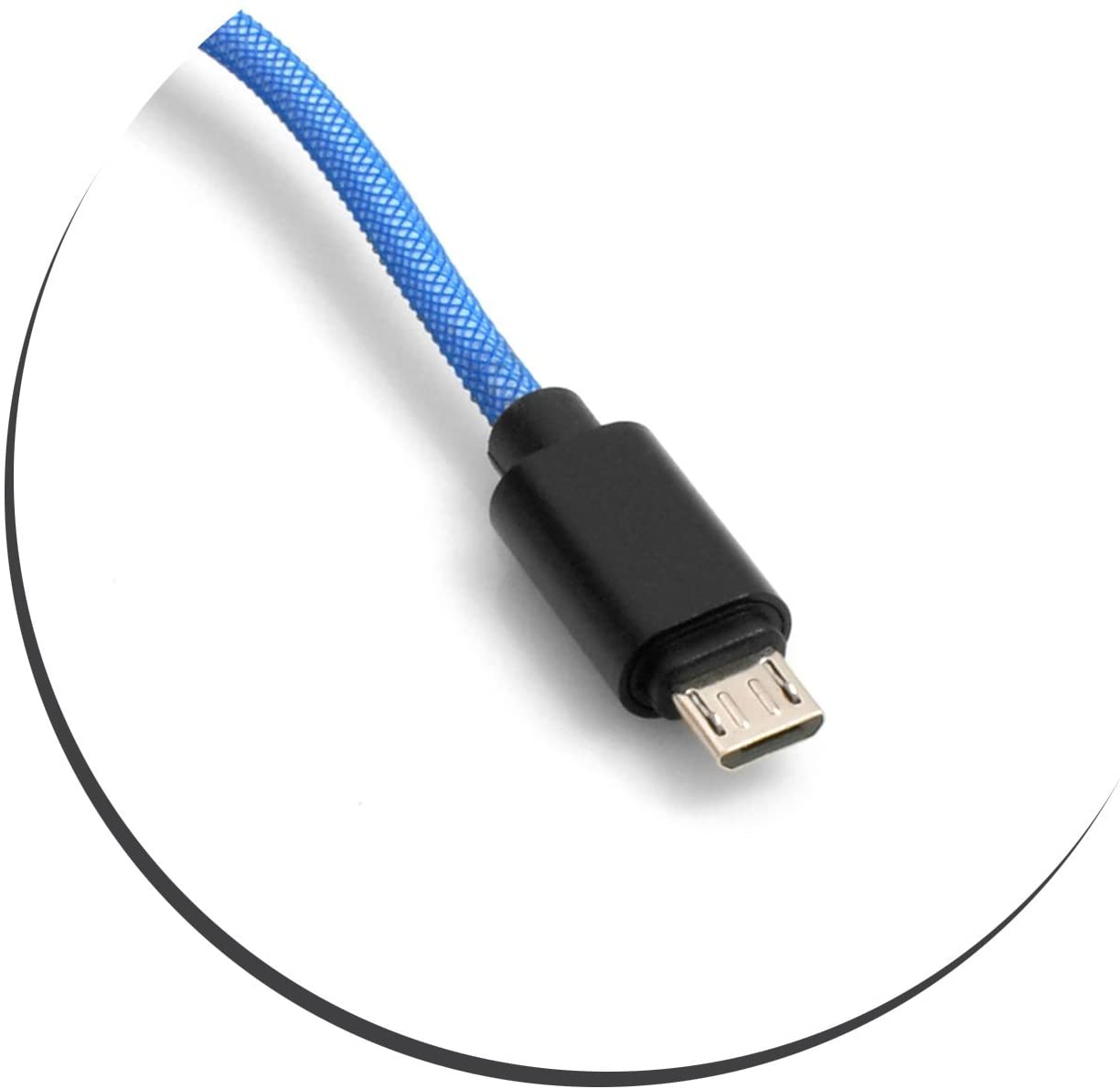 System-S Micro USB snúra í USB A 2.0 (karlkyns) 25 cm fléttuð nylonhlíf blá