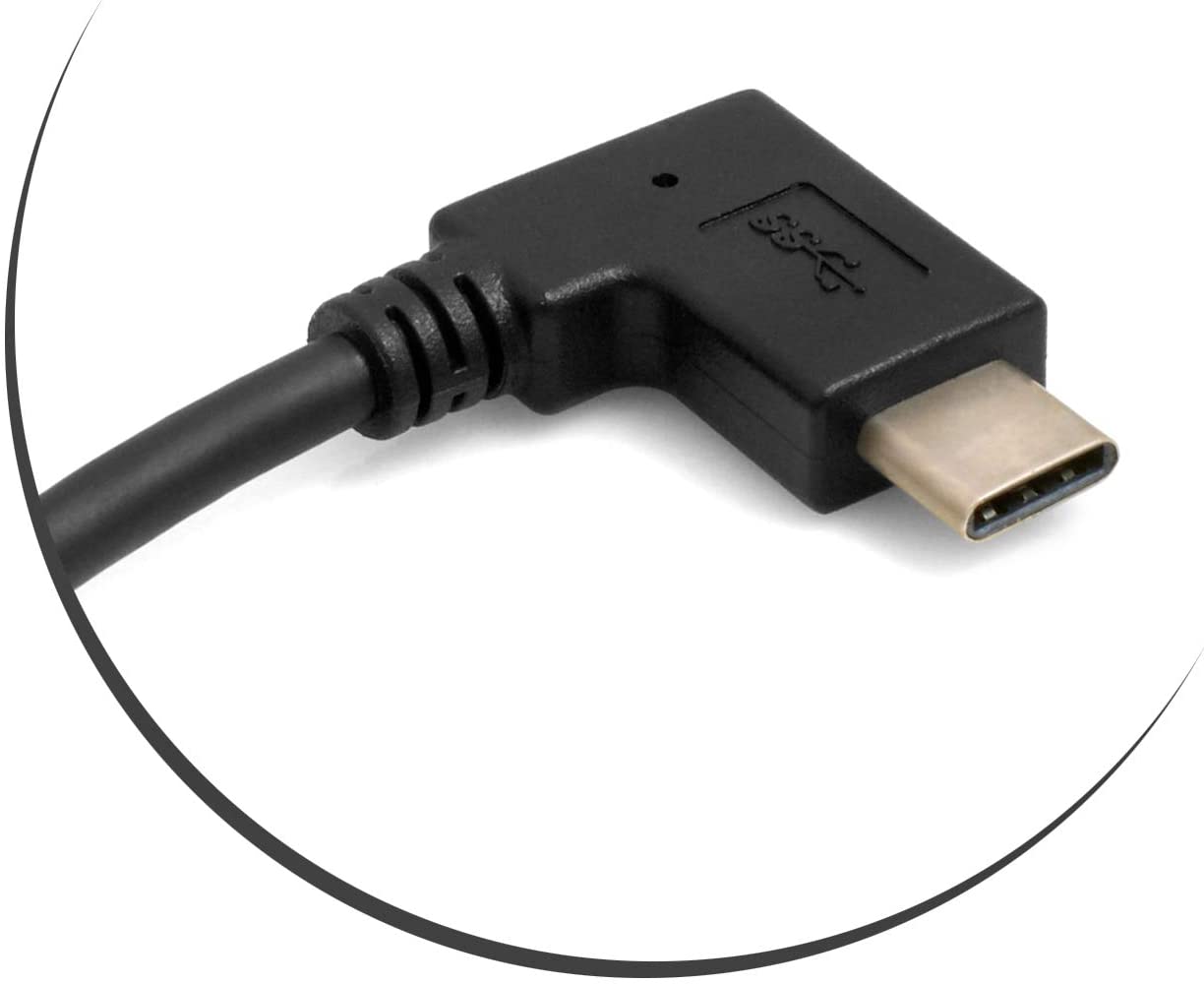 System-S USB cable type A 3.0 upward angle to USB type C 3.1 angled 28 cm