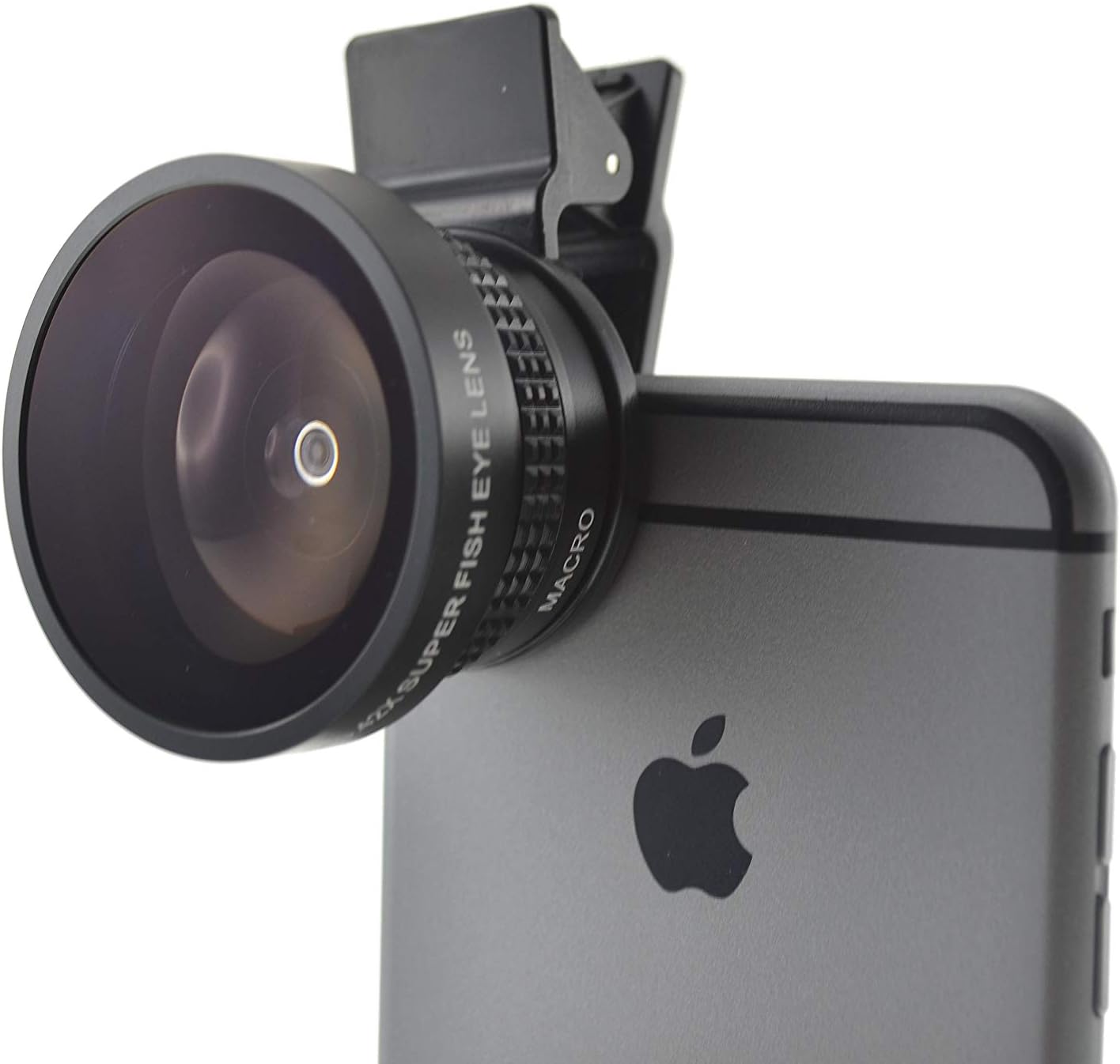 SYSTEM-S Fisheye og Macro 37 mm linsa með klemmu og hlífðarhulstri fyrir snjallsíma