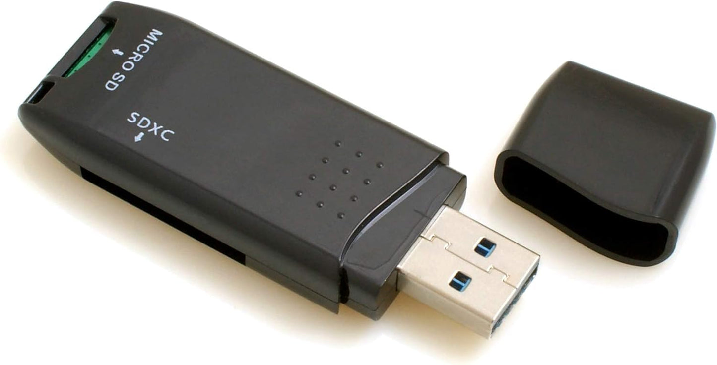 SYSTEM-S 2 in 1 USB Typ A 3.0 zu Micro SD SDXC SDHC Kartenleser Adapter in Schwarz