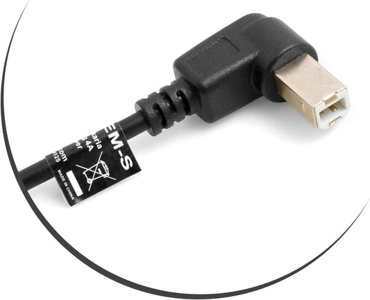 SYSTEM-S USB A (male) 90° right angled to USB Type B (male) 90° right angled cable 50 cm
