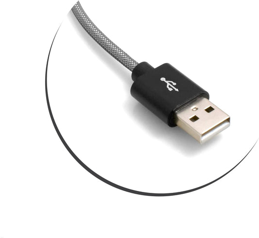 System-S Micro USB (Male) to USB A 2.0 (Male) Cable 25 cm Braided Nylon Jacket Gray