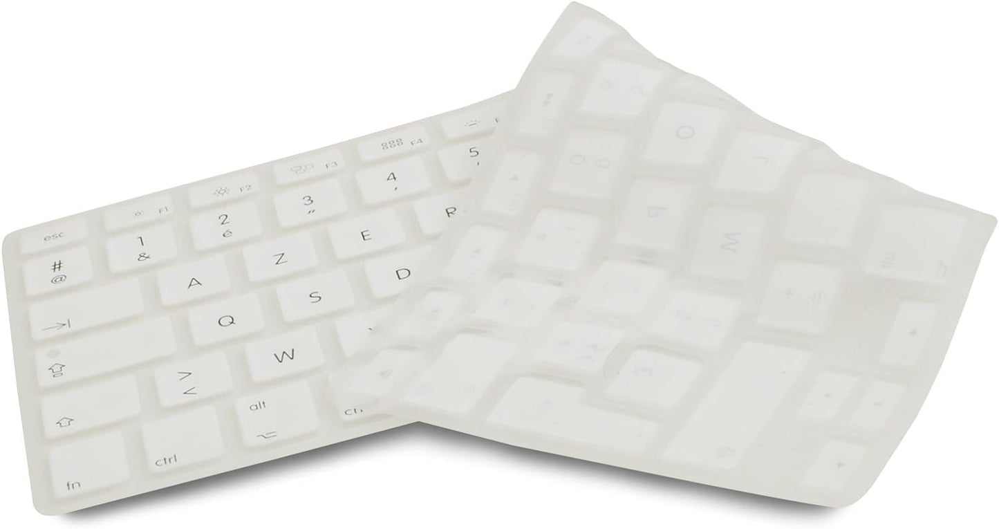 System-S sílikonlyklaborðshlíf AZERTY franskt lyklaborðshlíf fyrir MacBook Pro 13 tommu 15 tommu 17 tommu iMac MacBook Air 13 tommu í hvítu