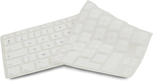 System-S Silicone Keyboard Cover AZERTY French Keyboard Cover Protector for MacBook Pro 13 inch 15 inch 17 inch iMac MacBook Air 13 inch in White