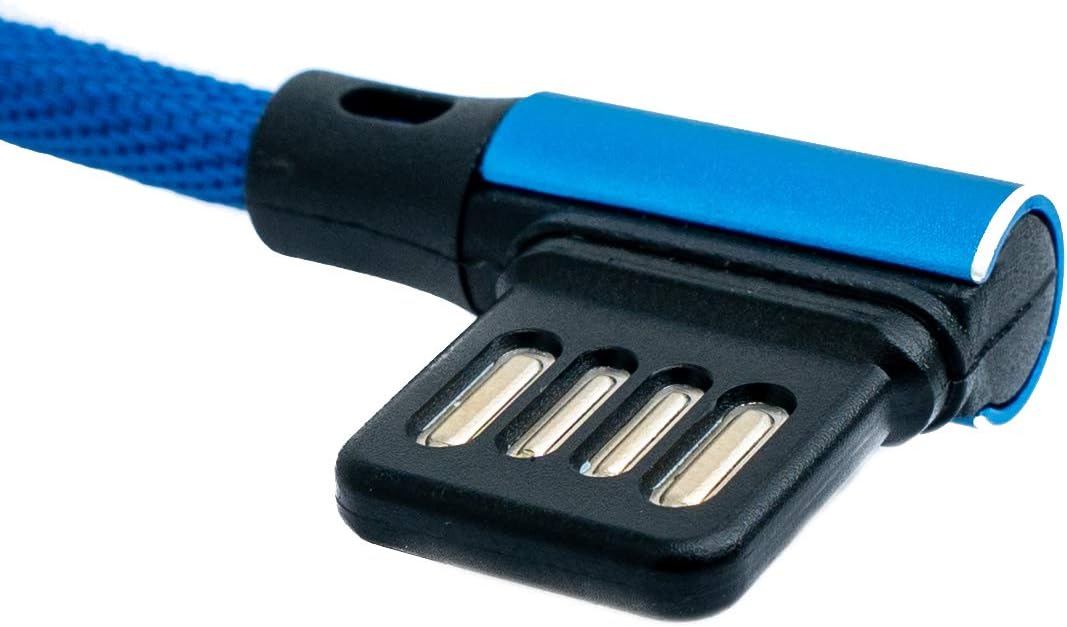 SYSTEM-S USB 3.1 Kabel 3 m Typ C Stecker zu 2.0 A Stecker Winkel Kabel geflochten Blau