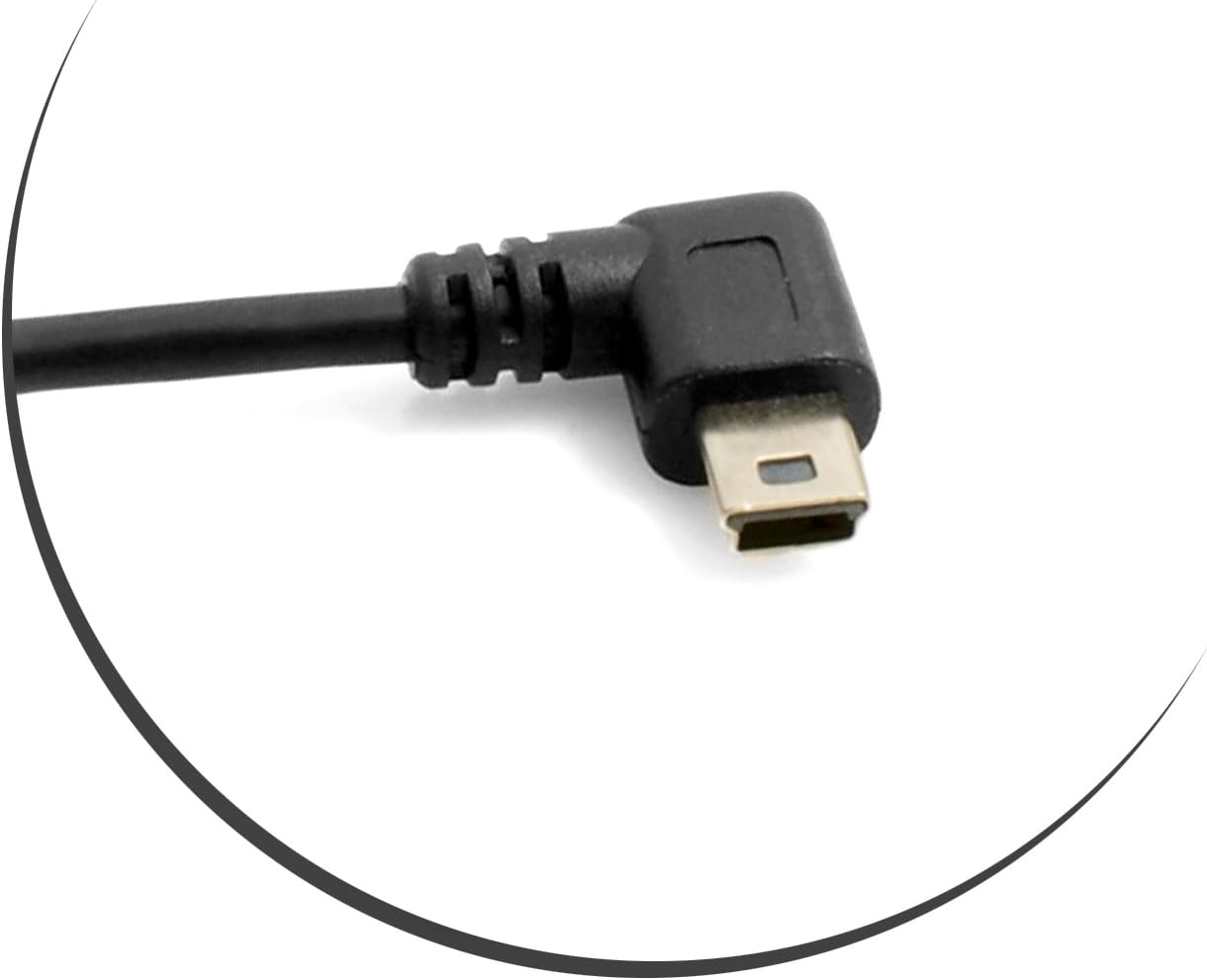 SYSTEM-S Mini USB snúra vinklaður tengi vinstra megin við Mini USB tengil 25 cm