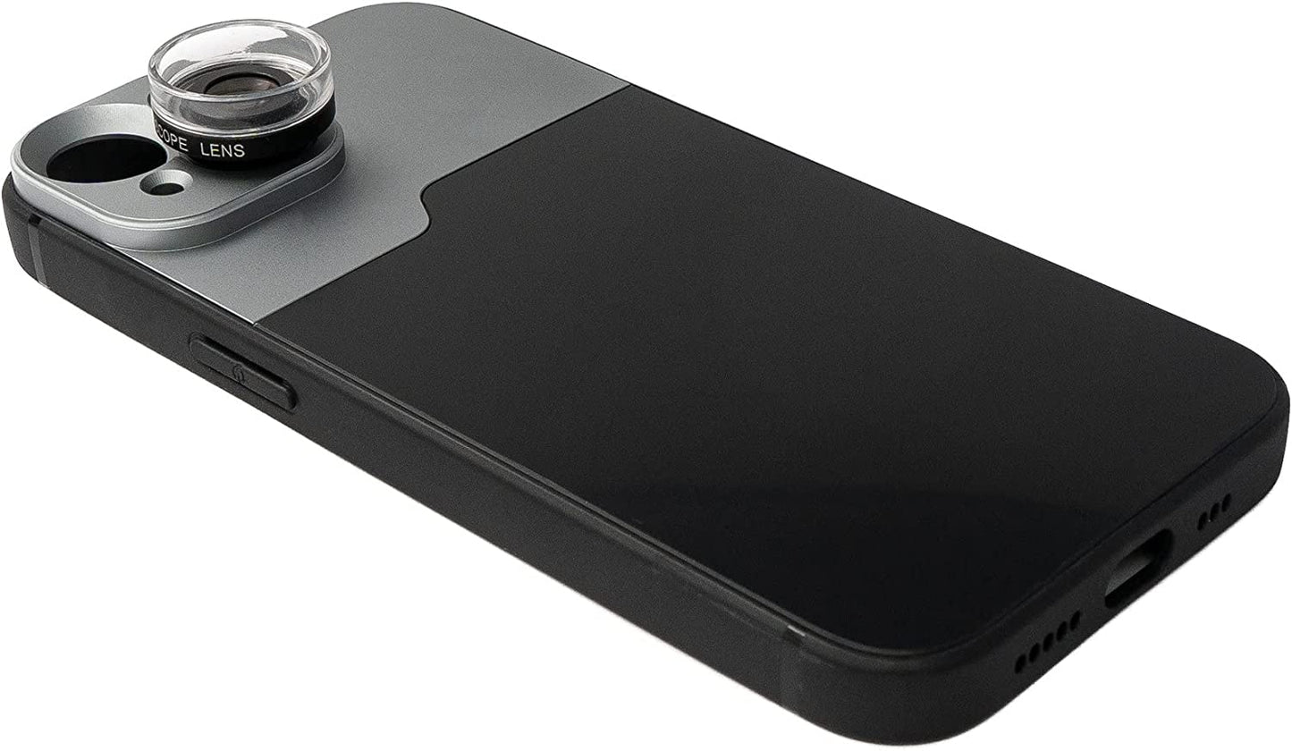 SYSTEM-S Makro Linse 30x Mikroskop Filter mit Hülle in Schwarz für iPhone 14