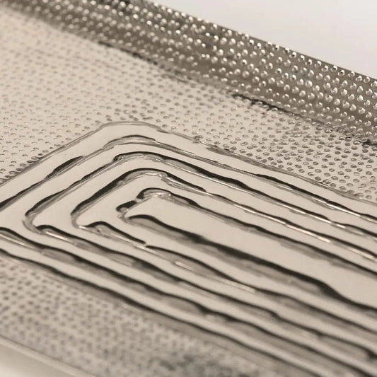 Tablett Dekotablett Dekoschale silber Metall Deko Kerzentablett 55 cm