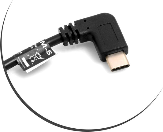 SYSTEM-S USB 3.1 Tegund C tengi 90° hallað við USB 3.1 Tegund C tengisnúra gagnasnúra hleðslusnúra 30 cm
