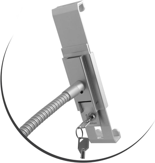 System-S lockable anti-theft gooseneck wall mount showroom holder with security lock for Tablet PC 7"-10" inch