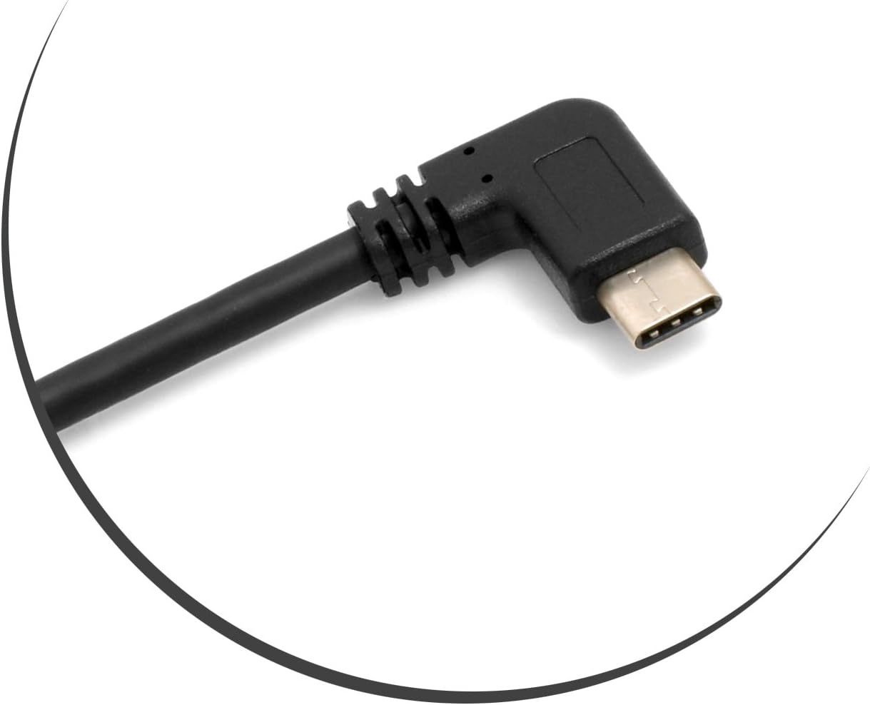SYSTEM-S USB 3.1 Type C plug 90° angled to USB A 3.0 plug cable 30 cm
