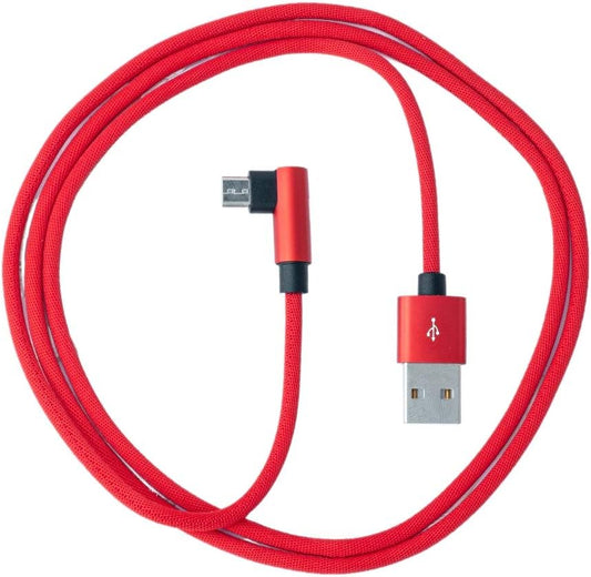 SYSTEM-S USB 2.0 snúra 100 cm Micro-tengi í 2.0 A tengi, fléttuð í rauðu