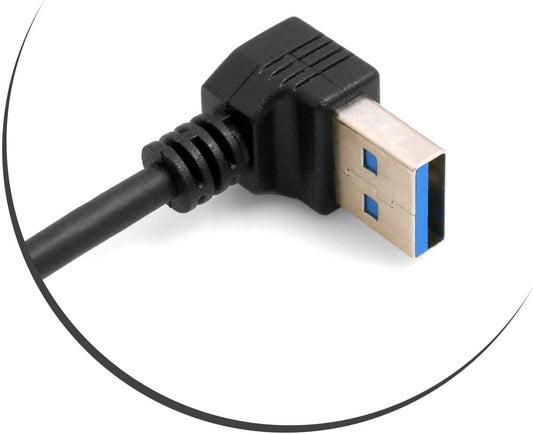 System-S USB cable type A 3.0 upward angle to USB type C 3.1 angled 28 cm