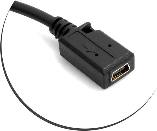 System-S Mini USB snúra í Mini USB snúru, niður á við, 27 cm halla