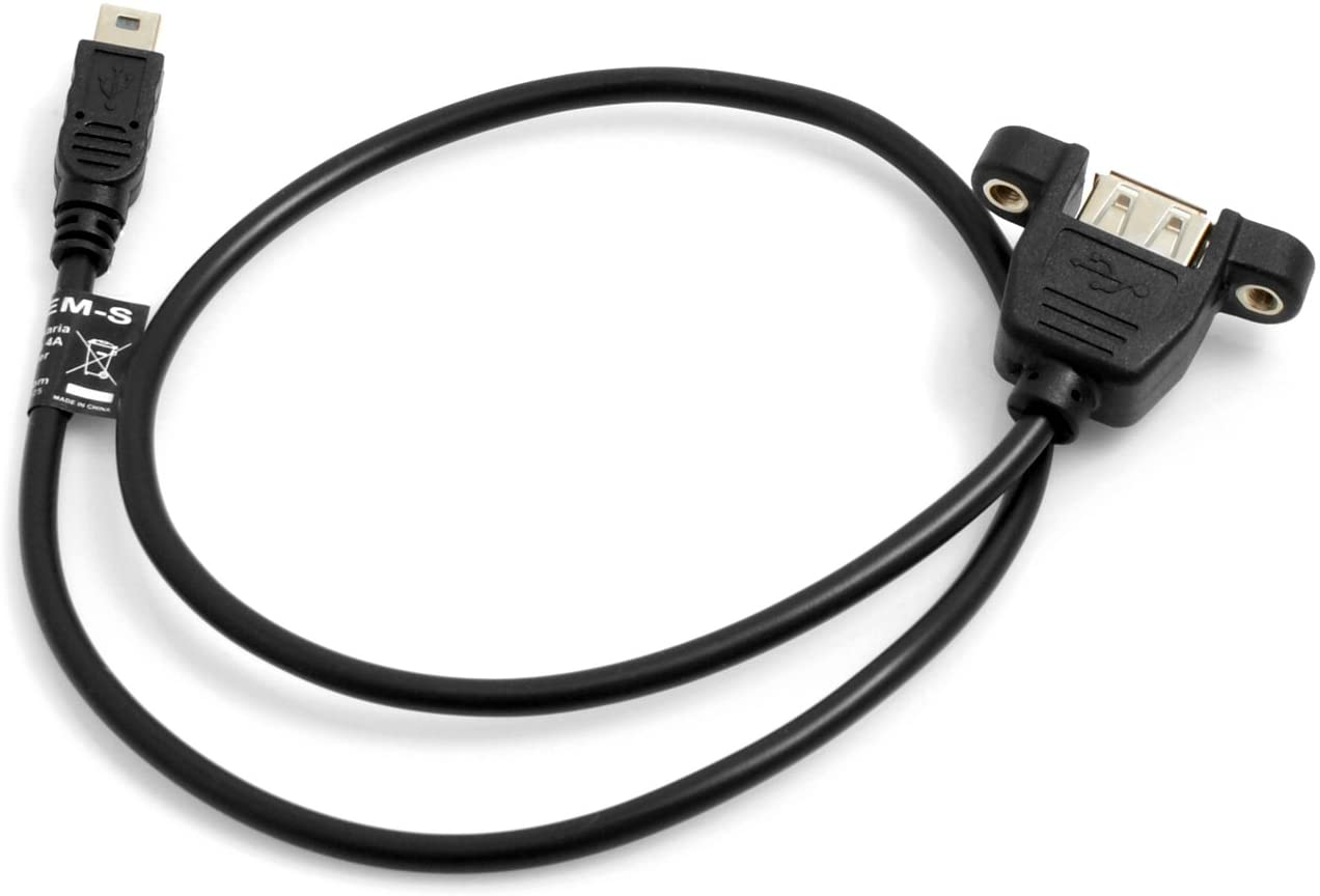 System-S Mini USB 5-Pin Cable to USB Type A 2.0 Female Panel Mount 50cm