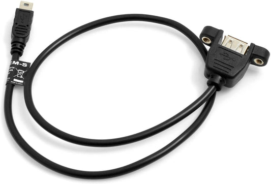System-S Mini USB 5-Pin Cable to USB Type A 2.0 Female Panel Mount 50cm