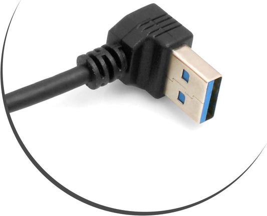 SYSTEM-S USB Type A 3.0 cable up angle to USB Type C 3.1 angled 97 cm