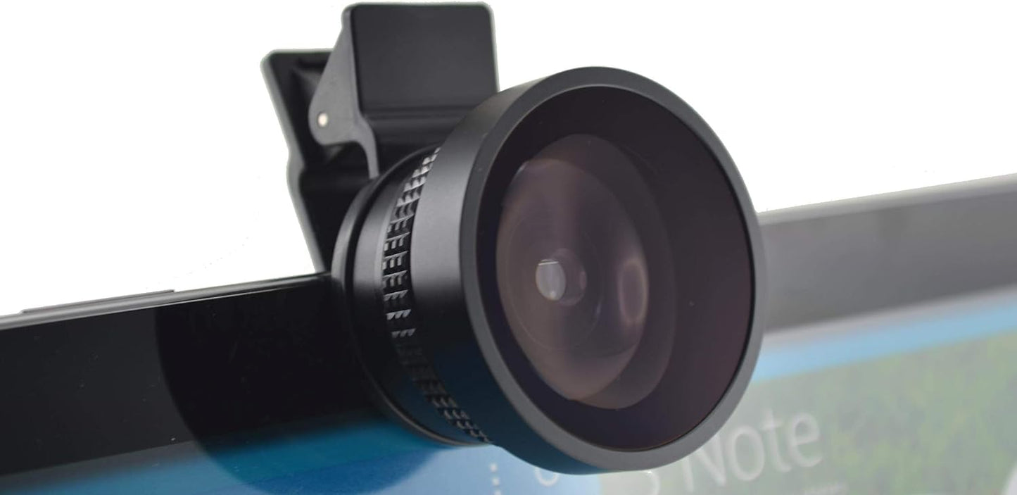 SYSTEM-S Fisheye og Macro 37 mm linsa með klemmu og hlífðarhulstri fyrir snjallsíma