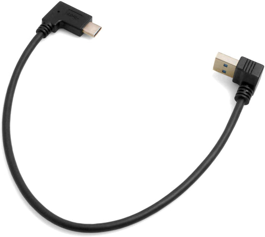 System-S USB cable type A 3.0 upward angle to USB type C 3.1 angled 28 cm