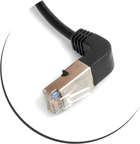 SYSTEM-S Ethernet network cable RJ45 to RJ45 upright angle 8P8C FTP STP UTP Cat 5e 50cm
